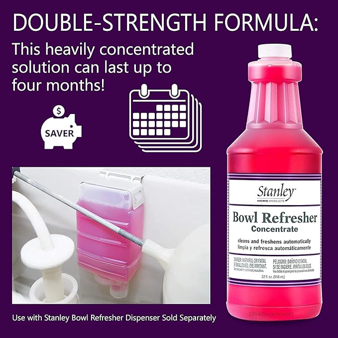 Stanley Toilet Bowl Cleaner & Deodorizer Concentrate 32 oz – Wild Rose Scent – Septic‑Safe Bowl Refresher – Cleans Stains & Residue with Each Flush (Pack of 2)