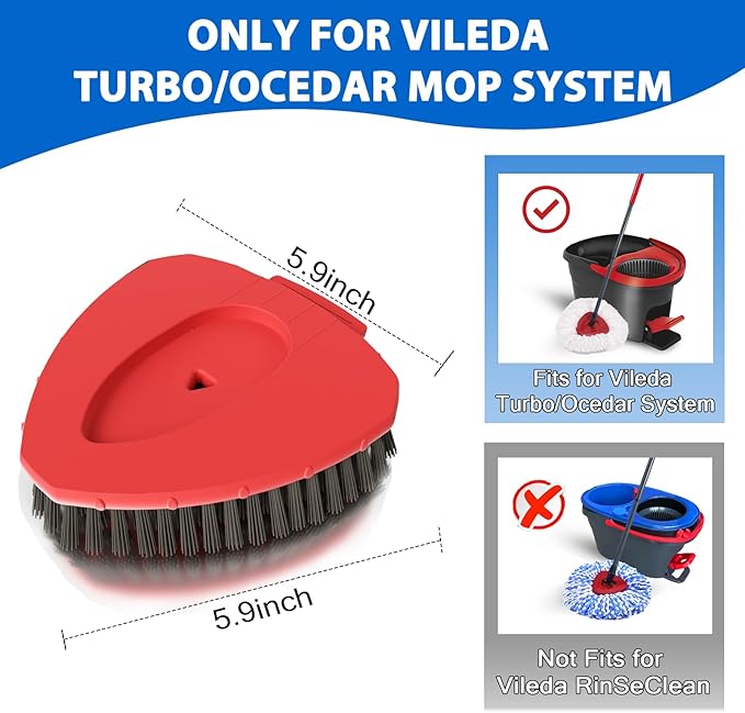 Upgraded Spin Mop Replacement Scrub Brush Heads Compatible with Ocedar EasyWring 1 Tank,Full Bristle Scrubber Replace Great for Kitchen, Bathroom, Pools,Deck Hard Floor Cleaning