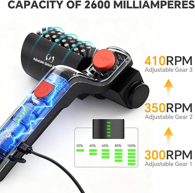 Electric Rotary Grill Brush with 1 Replacement Head,Cordless Rechargeable Grill Cleaning Brush with Adjustable Angle,No Bristle Shedding,Gifts for Men/Dad