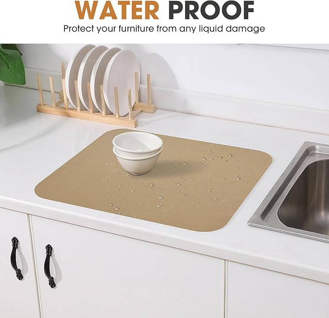 Drawer and Shelf Liner, Non-Slip Kitchen Cabinet Liners Non-Adhesive Thick Strong Grip Waterproof Washable Mats Protect Dresser Shelves Cupboard Bathroom Cabinets, Beige, 24 in X 10 FT