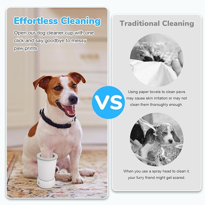 Automatic Dog Cleaner Washer and Massager, Electric Pet Foot Paws Washer for Dogs Cats, USB Portable Dog Feet Cleaner Cup for Small to Medium Dogs, Pet Grooming Supplies(White)