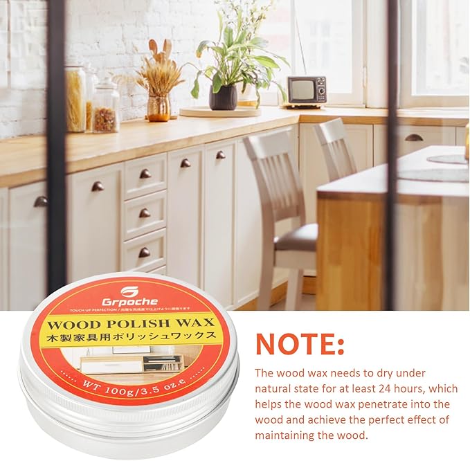 Wood Wax for Furniture, Paste Wax for Wood Floor Polish, Conditioner, Cleaner, Restorer, Protective Finish for Surfaces, Furniture Polish for Wooden Floors, Cabinets, Tables, Doors(3.5oz)