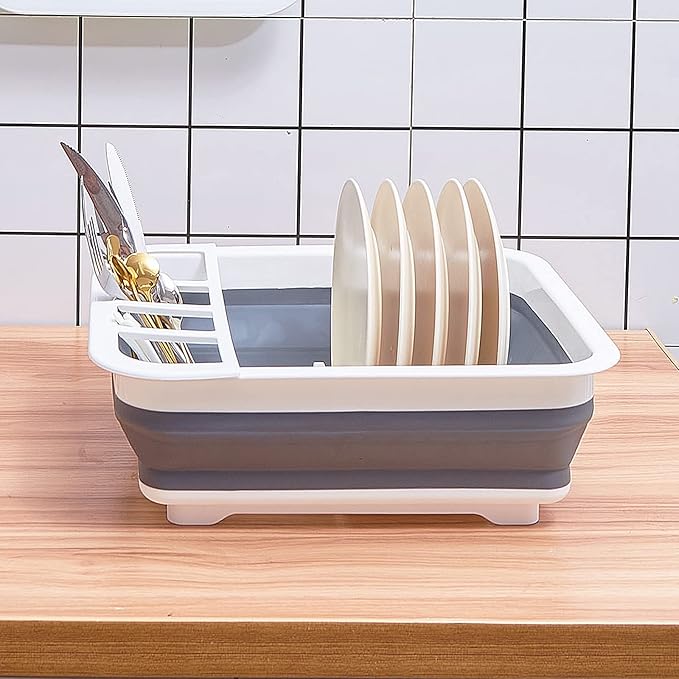 Collapsible Dish Drainer with Drain Plug & Swivel Spout - Space-Saving, Portable Dish Rack for Kitchens, RVs, Campers & Travel Trailers