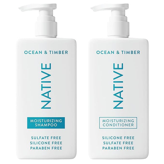 Native Ocean & Timber Shampoo and Conditioner Contain Naturally Derived Ingredients | All Hair Types, Color & Treated, Fine to Dry Damaged, Sulfate & Dye Free - 2-Pack