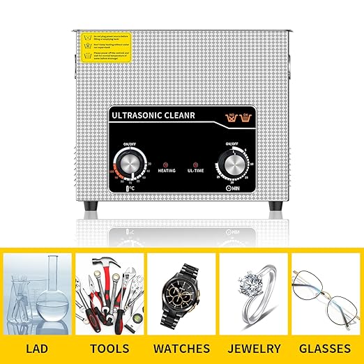 Commercial Ultrasonic Cleaner with Knob, 10L Professional Ultrasonic Cleaner, 40kHz with Heater and Timer for Tools, Jewelry, Watches, Glasses, Dentures, and Small Metal Parts