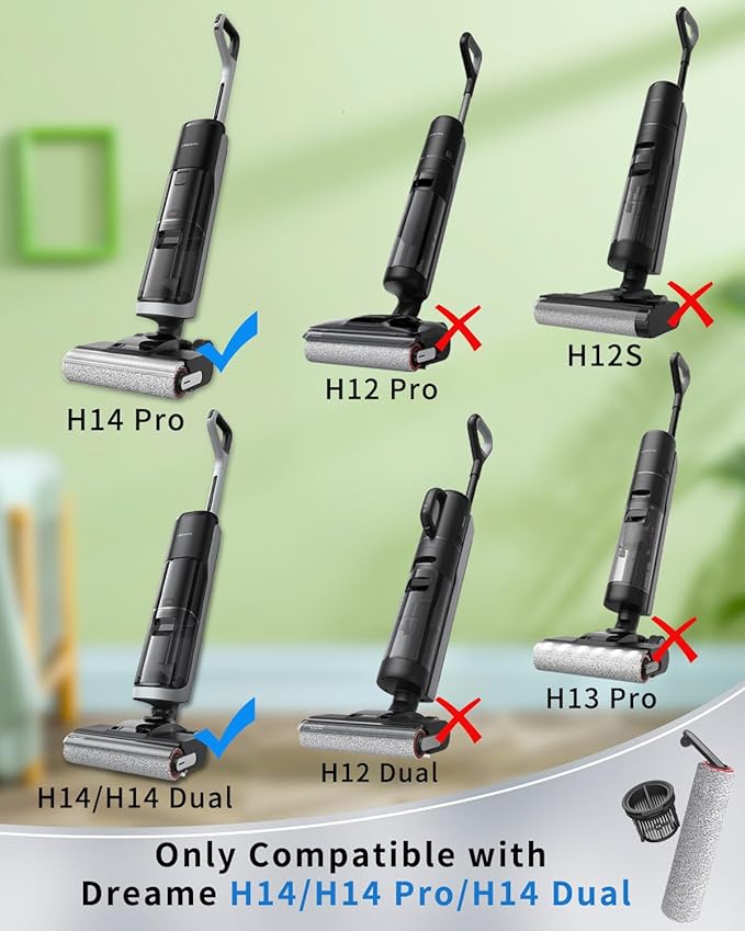 (6pcs) Replacement Brush Rollers And HEPA Filters For Dreame H14/H14 Pro/H14 Dual Wet Dry Vacuum Cleaner, Replacement Parts Accessories Kit Inclue 3 Vacuum Filter, 2 Brush Rollers