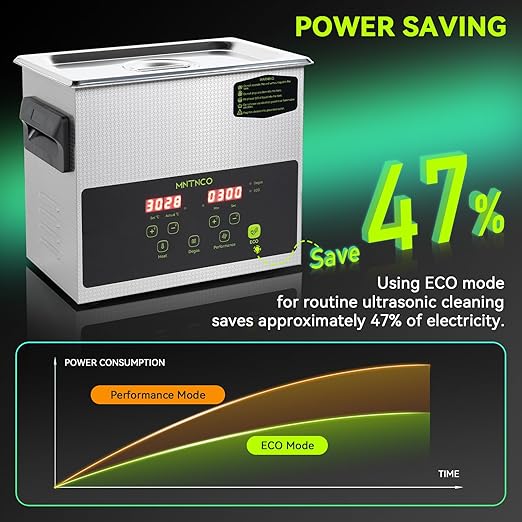3L Commercial Ultrasonic Cleaner, ECO Mode, Heating, Degas Mode, ECO Energy-Saving Ultrasonic Cleaning Machine Excellent for Labs,Carburetor,Jewelry,Dentures,Automotive & Industrial Parts.