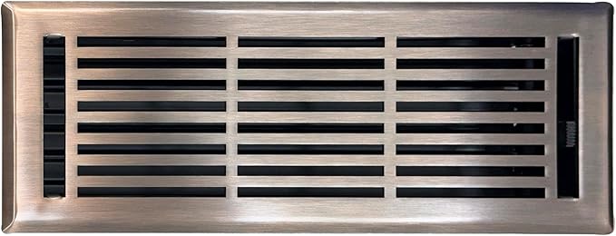 EMPIRE REGISTER CO Linear Design, Heavy Duty Floor Vent Covers, Metal Damper Attached. Vent Covers for Floor only. (Floor, Antique Copper, 4 x 12 inch (Pack of 1))