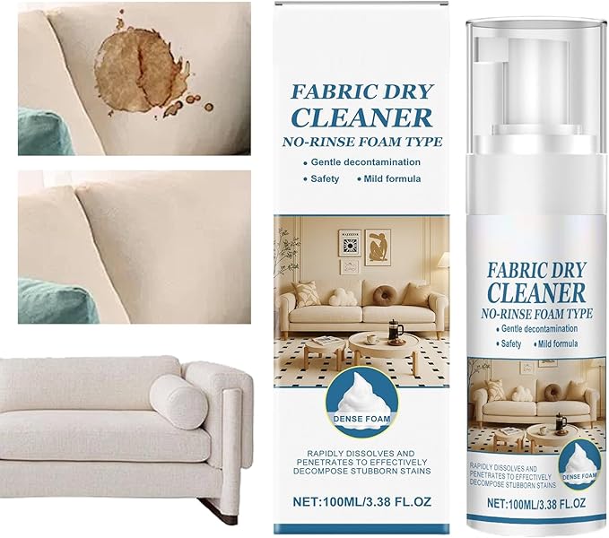 Couch Cleaner For Fabric, 100ml Powerful Stain Remover Spray, Professional Sofa Cleaner, Laundry Stain Removers, Household Supplies for Kitchen Car Patio Carpet Upholstery Leather RV