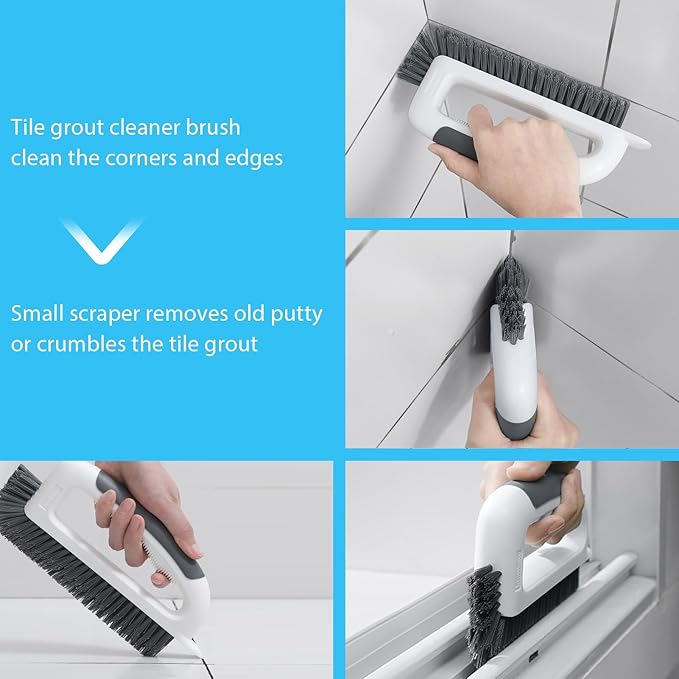 Grout Cleaning Brush, V Shape Stiff Grout Cleaner Brush for Floors Tile Grout Scrubber Bathroom Shower Corner, 1 Pcs