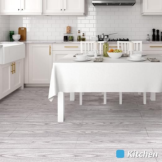 Art3d 60 Sq.ft Peel and Stick Floor Tiles, 40Pcs Luxury Vinyl Plank Flooring Wood Look, Adhesive and Waterproof Tile Sticker for Bedroom, Living Room, Kitchen, Light Gray