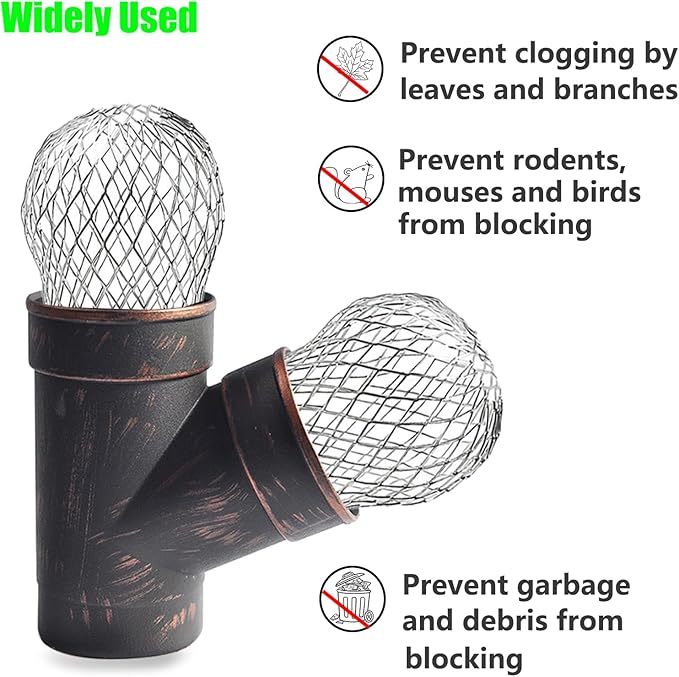7 Pack Gutter Downspout Guard, Gutter Guard Mesh Aluminium 3.5 Inch Downspout Filter Strainer Adjustable Screen Protector for Prevent Leaf Debris Rodent Blocking, with 10 Cable Ties (7)