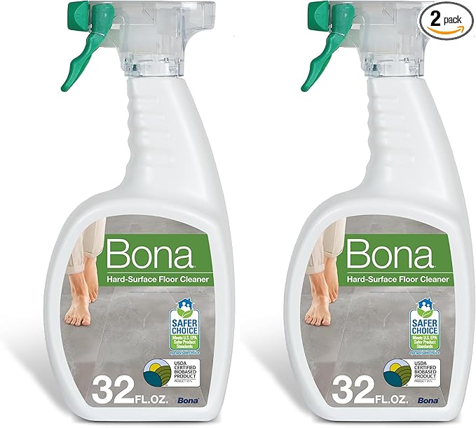 Bona Multi-Surface Floor Cleaner Spray - 32 fl oz - Unscented - Refillable - Residue-Free Floor Cleaning Solution for Stone, Tile, Laminate, and Vinyl Floors (Pack of 2)