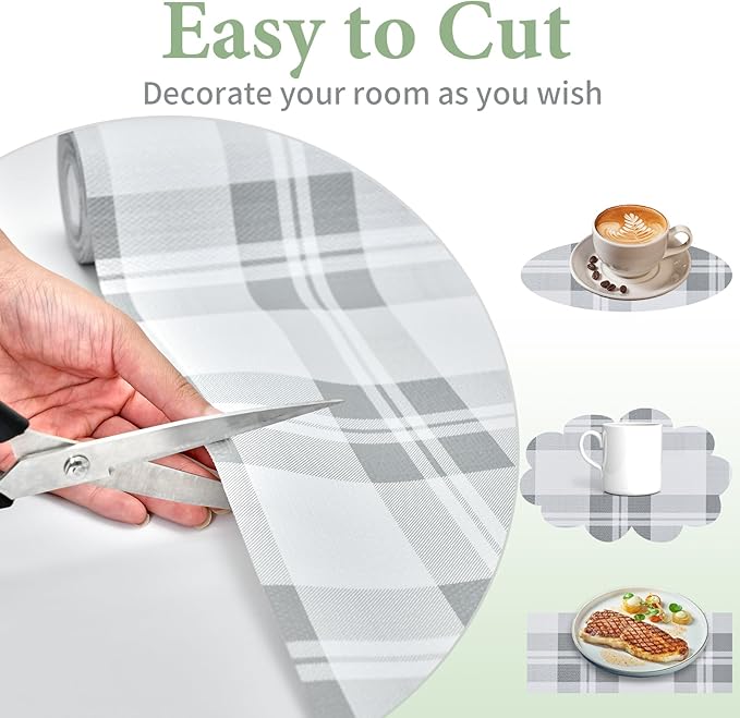 Drawer and Shelf Liner for Kitchen Cabinet: 17 in X 20 Ft Non Slip Waterproof Shelf Paper Non Adhesive Refrigerator Liners Light Grey Lattice Easy Liners for Bathroom