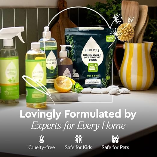 Puracy Dishwasher Pods, Natural Dishwasher Detergent, Citrus Skies Dish tabs - Enzyme-Powered, Spot & Residue Free - TikTok Trend Items, Must Haves from TikTok (Citrus Skies, 50 Count - 2 Pack)