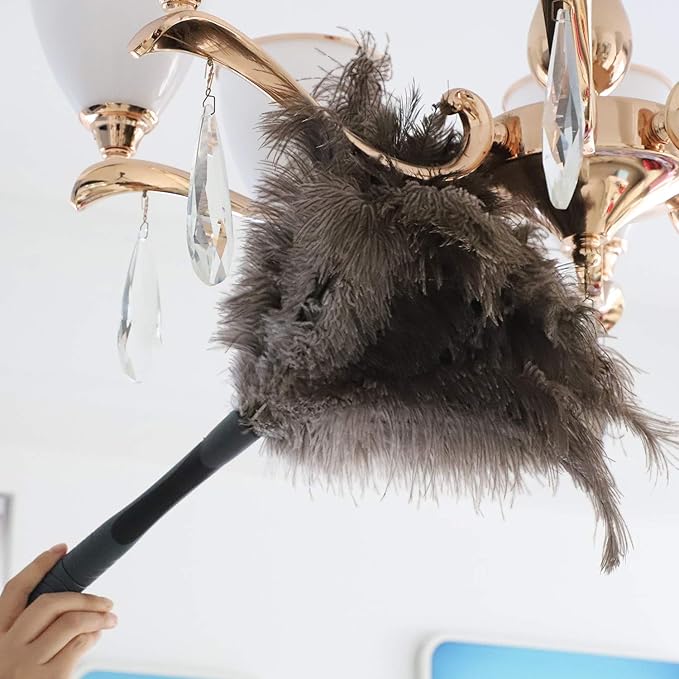 Ostrich Feather Duster, Big and Soft and Fluffy Microfiber Duster,22 inch (Gray)