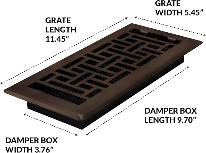 Decor Grates (4-Pack) AJH410-RB Oriental Floor Register, 4x10 Inches, Rubbed Bronze Finish