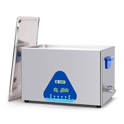 DK SONIC Ultrasonic Cleaner 30L,600W Industrial Ultrasonic Parts Cleaner with Heater&Timer, Digital Control&Basket, Multiple Functions for Motorcycle Engines,Carburetors, Chains