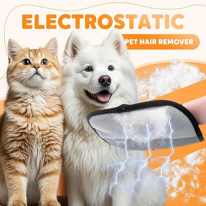 Pet Grooming Glove & Deshedding Mitt - Dual-Sided Massage and Hair Removal Glove for Dogs & Cats, Bathing Brush with Ergonomic Fit, 9.4 x 6.9 x 0.39 Inch