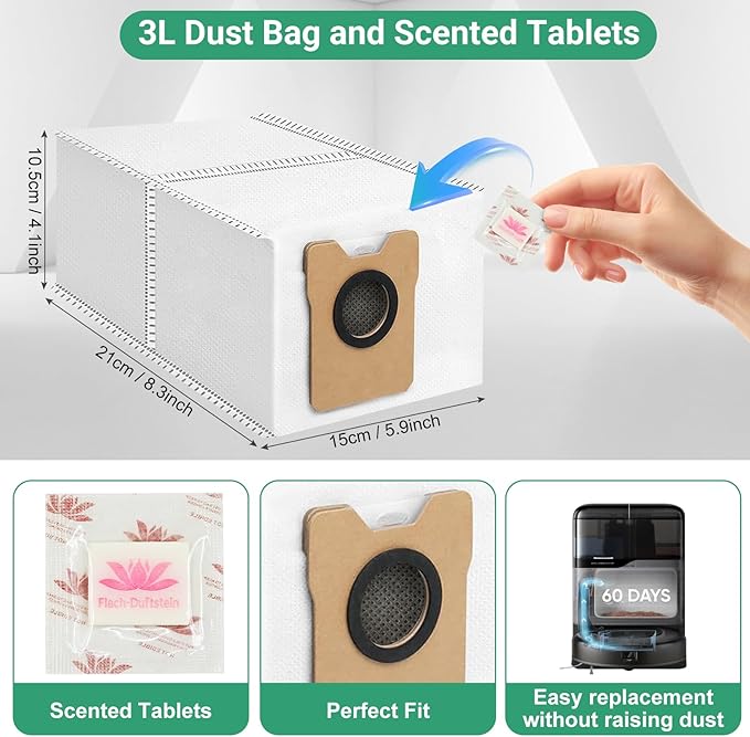 Replacement Kit for Eufy Robot Vacuum Omni C20 – Includes: 2 Main Brushes, 4 Filters, 6 Mopping Pad, 6 Side Brushes, 6 Dust Bags, 6 Scented Tablets, 1 Cleaning Brush & 1 Screwdriver