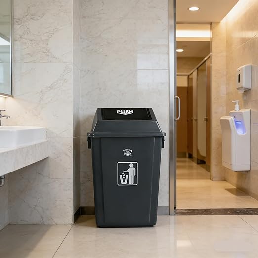 4 Packs 18 Gallon Large Commercial Trash Can, Kitchen Waste Bin with Lid, Plastic Tall Garbage Can Outdoor, 30" High