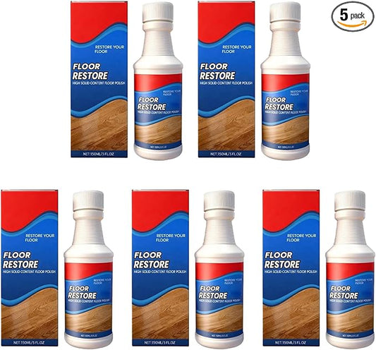 Floor Rescue Cleaner, Floor Repair Polishing Agent for Wood Laminate Tile, Self-Leveling Nano-Fill Refinisher for High-Traffic Areas, No Sanding 5.1 fl oz (150 mL) (5-Pack)