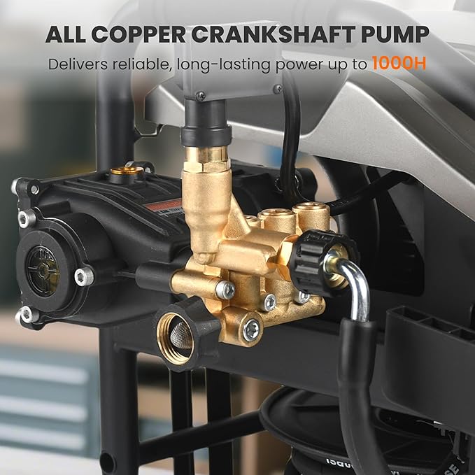 Giraffe Tools Crossfalls Retractable Pressure Washer Ultra, Features 1000H All-Copper Pump, Dual Wall/Floor Mount, Brushless Motor, 60dB Low Noise, High Efficiency Cleaning Machine