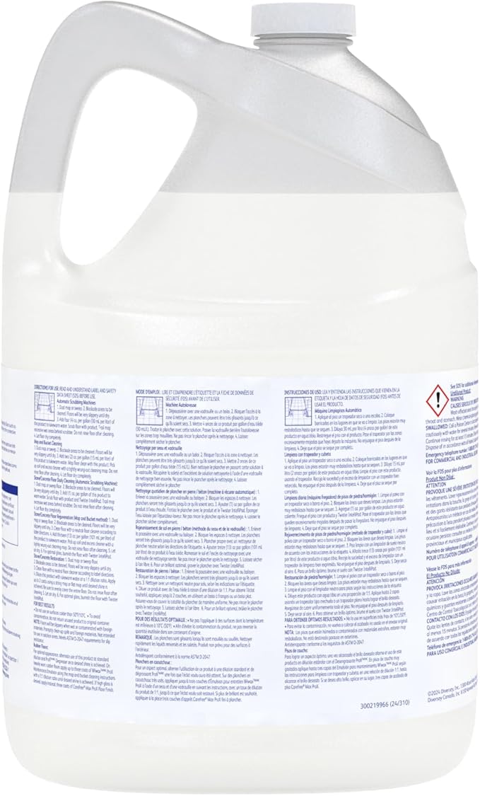 Diversey 101110064 Wiwax ProX Floor Cleaning & Maintenance Emulsion Liquid, Commercial Strength Sealer for Rubber, Concrete & Stone Floors, Concentrate, 1-Gallon