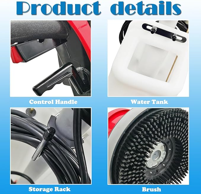 Floor Scrubber Buffer Polisher Commercial Floor Scrubber Machine 17" Tile Floor Cleaning and Polishing Machine 110V 1100W
