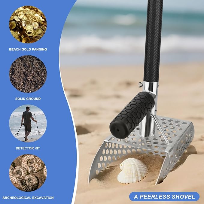 Metal Detector Accessories Digging Tools，Beach Sand Scoop with Long Carbon Fiber Handle，Metal Detecting Digging Tools，Metal Detecting Shovel，Sand Shovel Metal Detecting (03style)