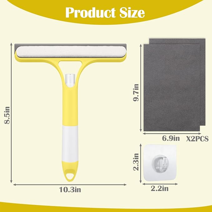 XANGNIER Window Cleaner Tool Kit,2026 3 in 1 Window Cleaning Scraper with Spray,Thickened Magic Cleaning Cloth,Window Scrubber Cleaning Squeegee for Glass,Mirror,Shower Doors,Car Windshields(Yellow)