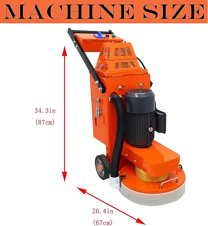 Hand-push Electric Floor Grinding Polishing Machine with Dust Suction Fan for Concrete Cement Road Renovation Paint Removal Dustless 220V