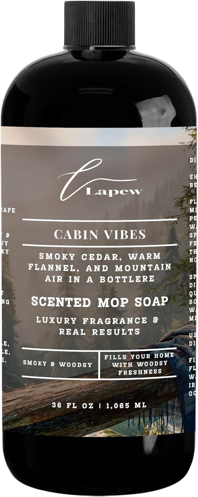 Luxury Floor Cleaner, Scented Mop Soap Concentrate | Hard Floor Cleaner for Tile, Vinyl, Laminate, LVP & Sealed Hardwood | Low-Foam, Streak-Free | 36 oz | Cabin Vibes