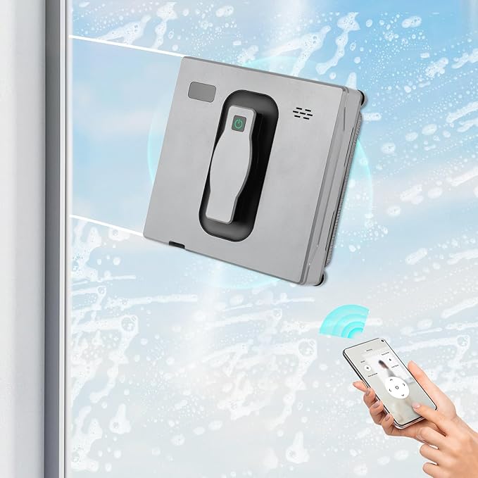 Ultra-Thin Window Cleaning Robot with Auto Spray and App Control for High-Rise Home Office Glass