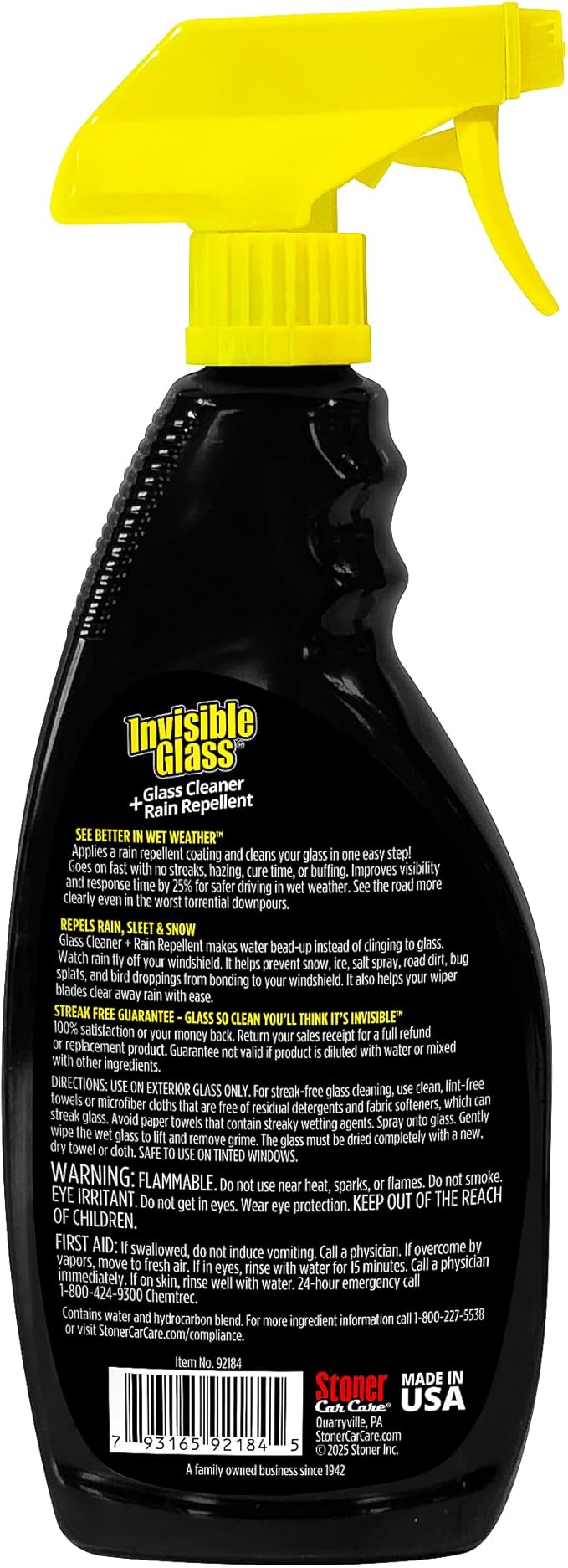 Invisible Glass 92184-2PK Glass Cleaner + Rain Repellent 2-in-1 Windshield and Window Spray, Cleans Auto Glass, Repels Rain, Sleet, Snow, Improves Wet Weather Visibility – 22 fl oz (Pack of 2)