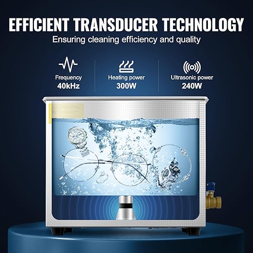 VEVOR 10L Professional Sonic Cleaning, Stainless Steel Industrial Machine with Digital Timer & Heater, Ideal for Jewelry, Dentures, Instruments, and Industrial Parts, 110V, FCC/CE/RoHS Certified
