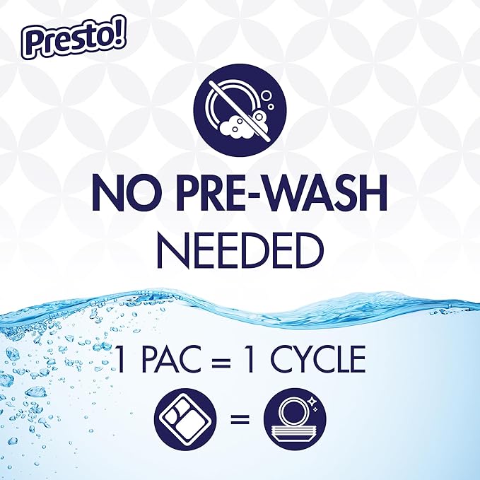 Amazon Brand - Presto! Triple Action Dishwasher Pacs, Fresh Scent, 90 Count (Pack of 2)