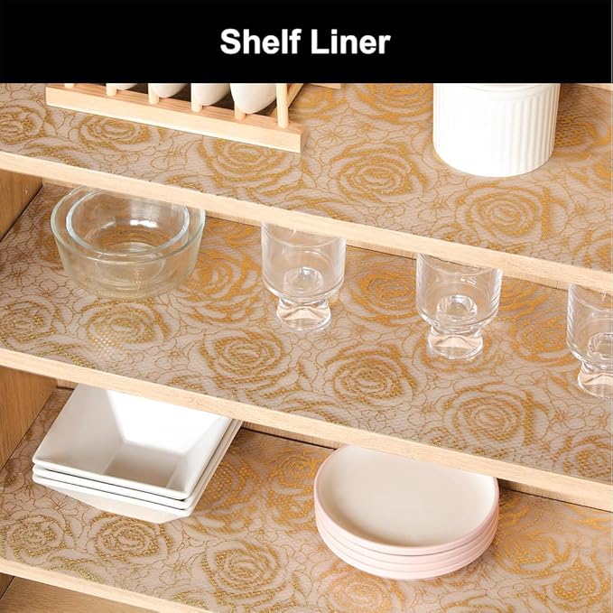 Cooyes Shelf Liner – Premium Non-Adhesive Cabinet & Drawer Liner for Kitchen – Waterproof Shelf Paper with Modern Pattern – Durable EVA Cabinet Mat – Easy to Cut （17.5" W x 197" L）