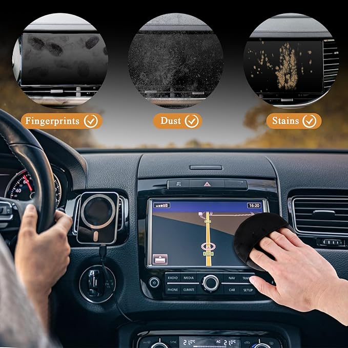 Car Touch Screen Cleaner Car Screen Cleaner Cloth, Microfiber Cloth Auto Touchscreen Cleaning Wipes, Car Cleaning Wipe Cleaning Cloth Screen Cleaner Cloth Vehicle Dashboard Car Display Interior Round