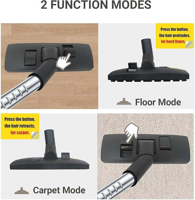 EZ SPARES 1 1/4 inch 32mm Universal Vacuum Cleaner Euro Floor Brush Head Brush Attachment for Floor and Carpet Combo Tool (Black)