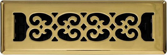 Decor Grates SPH210 Floor Register, 2x10, Polished Brass Finish