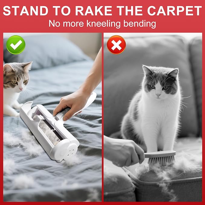 Roller Pet Hair Removal Tool – Reusable Lint Roller for Dogs & Cats – Self-Cleaning Fur Remover Brush - Portable, Multi-Surface Fur Removal Tool - Pet Hair Removal Tool for Car & Home