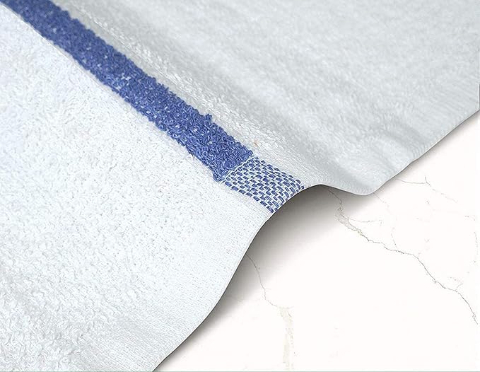 Bar Mops Blue Stripe Pack of 24 Kitchen Towels 16x19 Multi-Purpose for Home, Restaurant and Cleaning White Absorbent Washcloth Dishcloths Sets, Reusable Dish, Cloths Rags
