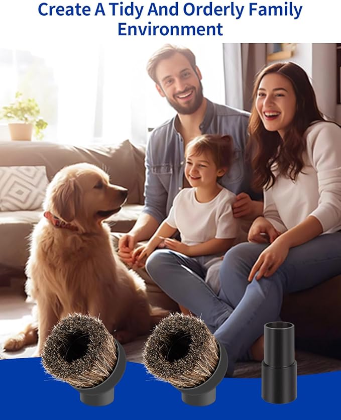 For Shark Vacuum Attachments, Round Horse Hair Vacuum Brush Attachment For Shark Vacuum Brush Attachment With 1-1/4” To 1-3/8” Adapter, For Dusting Car Seats & Upholstery, 3 Pack