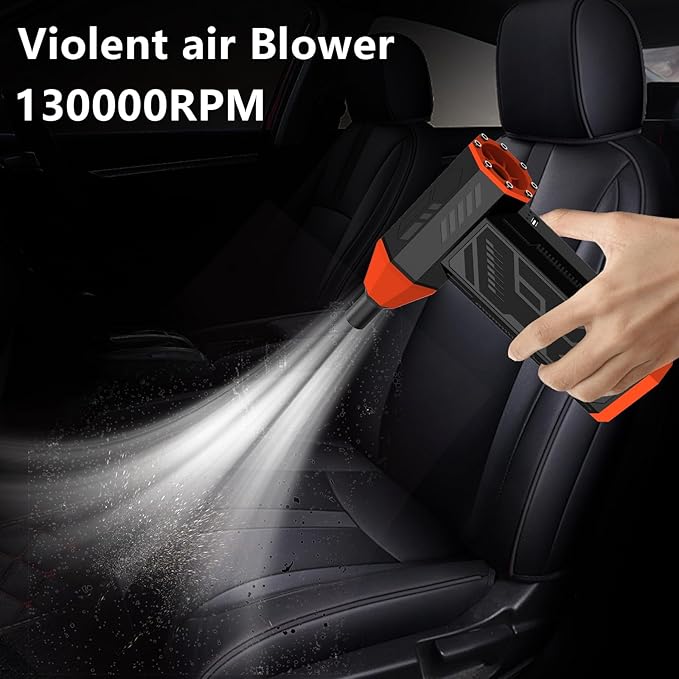 Compressed Air Duster-130000RPM Electric Air Duster for PC&Keyboard Cleaning，4-Speed Cordless Turbo Fan Rechargeable Reusable Compressed Air Blaster, Air Bed, Outdoors, Home