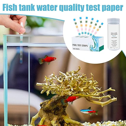 Swimming Pool Test Strips, 100 Piece Pool Tester Strips for Water, Accurate Water Quality Tester, for Maintenance, Homeowners, Swimmers, Hot Tub, Spa, Aquarium, Pond