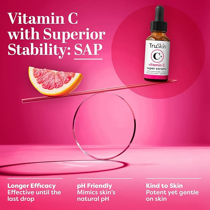 TruSkin Vitamin C Super Serum for Face – All-in-One Anti-Aging Serum with Vitamin C, Retinol, Niacinamide, Hyaluronic Acid & Squalane – Improve Appearance of Dark Spots, Firmness & Texture, 2 Fl Oz