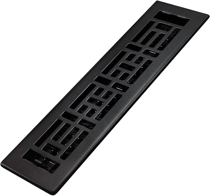 Decor Grates AJH212-BLK Oriental Floor Register, 2x12 Inches, Textured Black