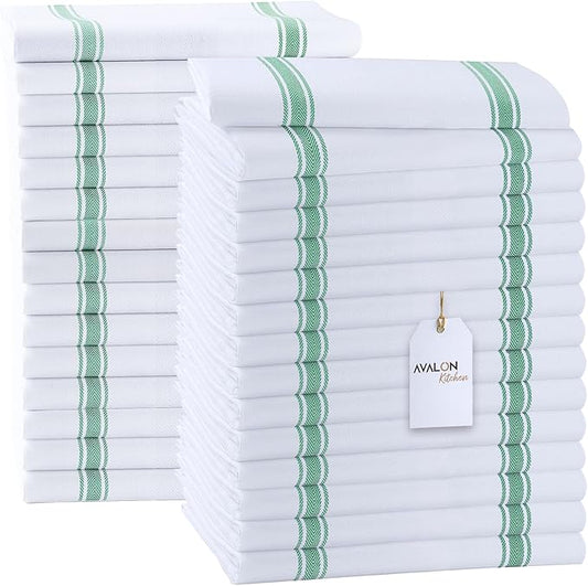 Dish Towels Set (Value Pack of 30) Size 15x25 Inch, 100% Cotton Soft & Absorbent Kitchen Towels, Tea Towels, Reusable Cleaning Cloths for Household Cleaning (Green)