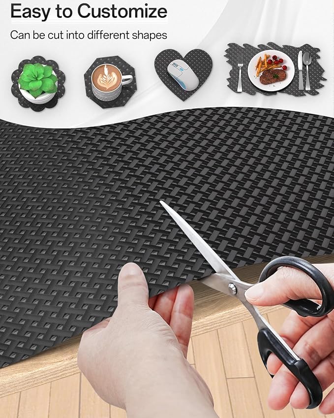 Shelf and Drawer Liner for Kitchen Cabinet, Non-Adhesive 18in x 360in Waterproof Contact Paper Refrigerator Liners Thickened Durable EVA Material Non Slip Mat for Dresser Cupboard Pantry Protector
